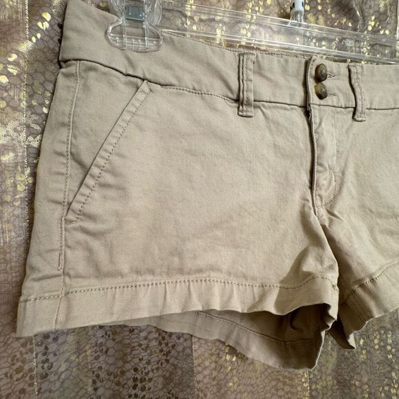 Y2K 2000s American Eagle Outfitters Low Rise Shortie Khaki Shorts Size 6 - Picture 6 of 7